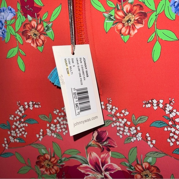 NWT Johnny Was Wave Surf One Piece Neoprene Orange Pink Floral Swim Suit $298 - Picture 12 of 14